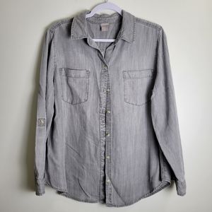 CHICO'S Minimalist Tencel Chambray Button-Up‎ Shirt 2 / US 12/14